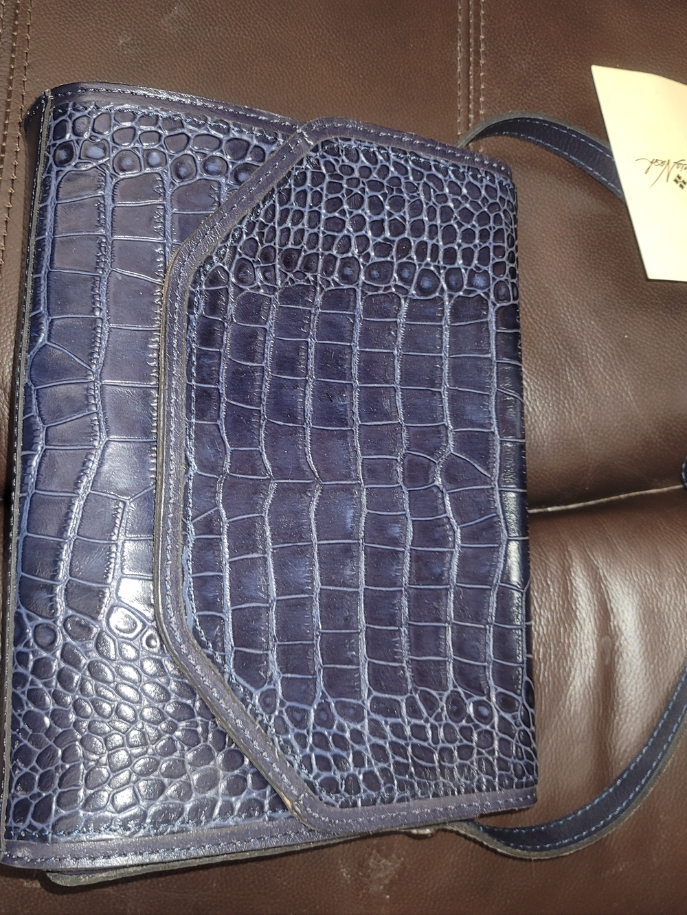 Patricia Nash Croc-Embossed Crossbody Bag in Deep Navy